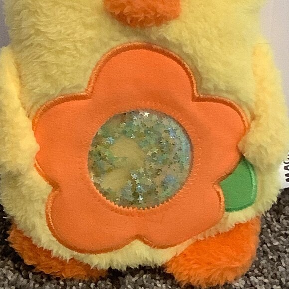 Magic Years Plush Yellow Duck Stuffed Animal Toy With Flower Glitter Details 8” - Picture 3 of 7
